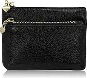 [AdiStylinno] Coin Purse, Ladies Small Leather Coin Pouch Small Key Pouch with Three Zipper Pocket, Portable Coin Wallet Ladies Purse Fashion Credit Card Holder for Women Men, Black, Fashion