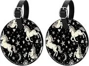 [KQNZT] Luggage Tags for Suitcases, 2 Pack Personalized Luggage Tags, Leather Luggage Tags, Travel Tags for Luggage, Unique Luggage Tags, Unicorn Cartoon Diamond