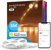 Meross LED Strip 5 M Works with Apple Homekit, WLAN LED Strips, Smart RGBWW S...