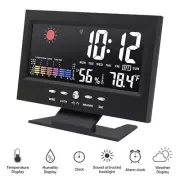 Digital LED Alarm Clock Thermometer Hygrometer Atomic Weather Clock °C/°F US