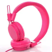 Kids Wired Ear Headphones Stylish Headband Earphones For Ipad Tablet Rose Red