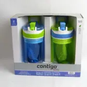 Contigo Kids 2 in 1 Snacker Spill Proof Bottles & Snack Cups Blue Green 2 Pack