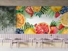 3D Blueberry Orange Strawberry Self-adhesive Removeable Wallpaper Wall Mural