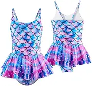 [Metaparty] Girls Swimsuit with Skirt Mermaid One-Piece Swimsuit Kids Bikini Girls Cute Swimwear Children 4-12 Years