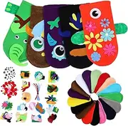 1Set Cartoon Animal Hand Puppet Making Kit DIY Felt Craft Supplies with Pompoms and Googly Eyes for Role Play and Creative Activities