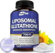 NutriFlair Liposomal Glutathione Setria® 700mg - Pure Reduced, Stable, Active Form L Glutathione reductase (GSH), Enhanced Absorption - Non GMO Antioxidant, Detox, Cardiovascular, Brain, Immune Health
