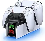 PS5 Controller Charging Station, Dual Charging Stand for Charging PS5 Elite Controllers, Charging Station for Charging 2 PS5 Handles, with USB Port/Memory for PS5 Charging Station Accessories