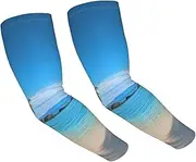 [FHEDVBN] Hawaiian Beach with Palm Trees Arm Sleeves Compression Arm Covers for Men Women Outdoor Sun Sleeves Cooling Sports Sleeve, Black