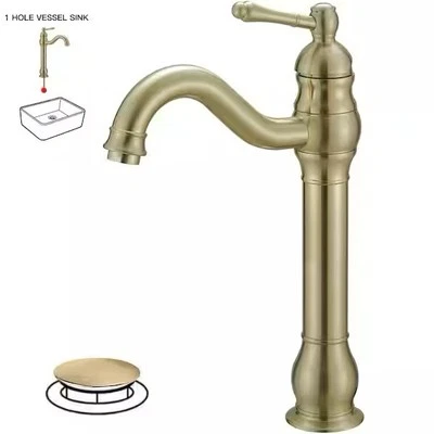 BWE Single Handle Single Hole Vessel Sink Faucet W/360° Swivel Spout Gold