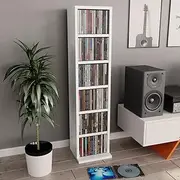 CD Cabinet White 21x20x88 cm Engineered Wood with 6 Compartments - Stylish Media Storage Tower, Book Display Stand, DVD Rack, Durable Shelving Unit for Organized Homes, Office, or Study