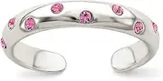 [JewelryWeb] 925 Sterling Silver Solid Polished Pink CZ Simulated Diamond toe ring