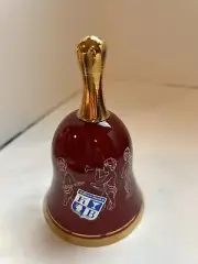 VTG MURANO RUBY RED & 24k Gold Encrusted Bell Cherubs Playing Music