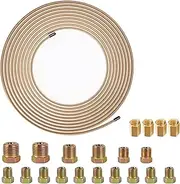10 m Brake Line Diameter 4.75 mm (3/16 Inch) Set with 16 Pieces Screws and 4 Pieces Connectors for Brake Line Flare DIN/SAE Copper Plated Steel Assortment