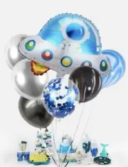 Astronaut UFO Spaceship Foil Balloon Party Lot With String