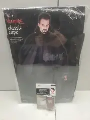 Fun World Adult "Unisex" Vampire 45" Classic Cape! 3 Pc W/Bonus Fangs! New 5☆