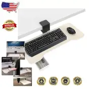 360-Degree Rotating Keyboard Tray Under Desk with Ergonomic Drawer - Oak Finish