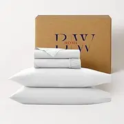 Briarwood Home Jersey Sheet Set 4pc Knit Bedding Set Pure Cotton Bed Sheet Set Breathable Deep Pocket Easy Fit Comfortable Cozy T-Shirt Soft Sheets Premium Cotton Bedding Set (White, Full)