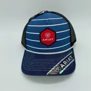 Ariat Denim with White Stripes Red Patch Logo Hat Cap Multicolor Adjustable