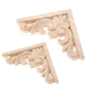 1pc/4pcs Unpainted Wood Carved Corner Decal Onlay Applique Frame Furniture Decor