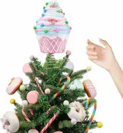 Dessert Christmas Tree Topper Pink Cupcake Tree Topper Candy Donut Christmas Tree Decoration Pastel for Christmas New Year Birthday Party Decor