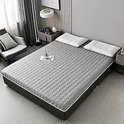 Double/Single Bed Mattress Topper (5Cm Thick) SOYA Fibre Mattress Topper Double Bed Futon Mattress Floor Mattresses Sleeping Mattresses Pad Tatami Mattresses for Guests,Gray,150 * 200cm
