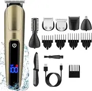 5-in-1 Men's Hair Clipper Set Electric Body Hair Trimmer Beard e Trimmer Haircut Kit Engraving Cutter Combs Fully Washable USB Rechargeable