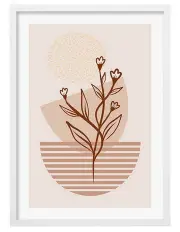 [Profile Australia] Australian Made Boho Plant Lines 1 Art Print A1 Frame in White