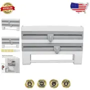 Easy Install Gray Cling Wrap Holder with Side Button for Convenient Dispensing