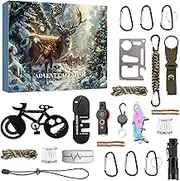 Advent Calendar for Men, Metal Survival Kit, Christmas Tools Set, Adventure Advent Calendar, Outdoor Gear Countdown Calendar, 24 Days Christmas Calendar 32.2x22.7x4cm for Men