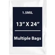 1.5Mil 13" X 24" | LDPE Clear Flat Poly Bags, Flexible & Durable | Multiple Bags
