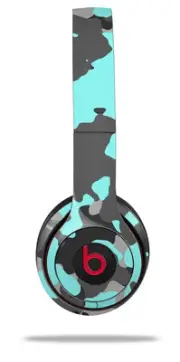 Skin Wrap for Beats Solo Wireless 2 3 4 Old School Camo Neon Teal SKIN ONLY