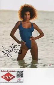 JESSICA AIDI FRENCH SUPERMODEL & S I MODEL SIGNED SEXY SWIMSUIT PHOTO PAAS