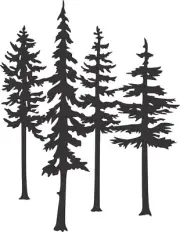 Pine Tree Wall Art 36" tall x 28" wide Satin Black Painted