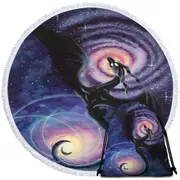 Space Art Mistress of Infinity Dark Dragon Round Beach Towel
