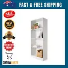 4 Tier Shelf Display Bookshelf Bookcase Storage White Rack Wooden Shelving AU