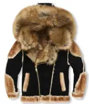 JORDAN CRAIG (KIDS) BLACK COFFEE SHEARLING MOTO JACKET