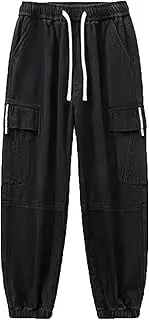 [Maiyifu-GJ] Men's Loose Mid-Waist Harem Trousers Cotton Tether Multi-Pocket Overalls Breathable Sweat-Absorbent Casual Pants
