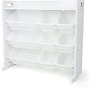 Humble Crew Nursery Shelf Toy Organiser with Shelf and 9 Plastic Boxes - White