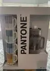 Pantone Espresso Coffee Maker & Stackable Espresso Cups w/ Metal Rack Set NEW