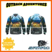 SAMAKI FISHING SHIRT MUD CRAB LONG SLEEVE SUN SAFE KIDS SIZE 8 UPF 50+