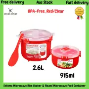 Sistema 82001 Microwave Rice Cooker 2.6L and Round Microwave Food Container-Au