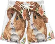 [RPLIFE] Swimming Trunks for Kids, Anti Chafe Swim Trunks for Boys 2T, Guinea Pig Wearing Hat