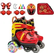 Kids Roller Skates - Adjustable Roller Skates, Robust Skating Shoes | Children Beginners Three Point Roller Skates | Children Aged 3-8 Years Roller Skates with Light Wheels for Ice Rink, Playground