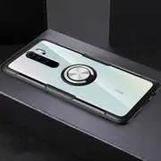 For Xiaomi Redmi Note 8 Pro Shockproof TPU + Acrylic Protective Case with Metal Ring Holder(Silver Black)