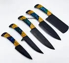 CUSTOM HANDMADE CHEF KNIFE KITCHEN SET -Gift knives Set wiht leather sheath gif