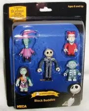 NIGHTMARE BEFORE CHRISTMAS NECA BLOCK BUDDIES 5 pc set NBX MINT 2003 JACK SALLY,