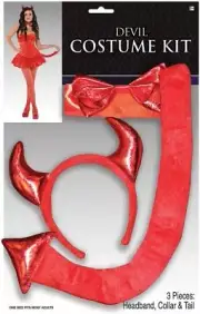 Devil Kit Horns Tail Suit Yourself Fancy Dress Halloween Adult Costume Accessory