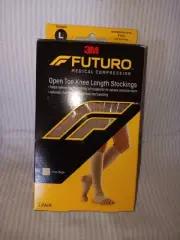 3M Futuro Medical Compression Stockings Unisex Size L Open Toe Knee Length Beige