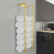 Stainless Steel Towel Rack for Rolled and Folded Towels Mounted Metal Holder for Easy Storage and Organization of Washcloths (Gold)