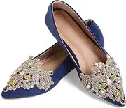 [YJJQMYYCPA] Flats for Women Fashion Ballet Flats Bling Rhinestone Pointed Flats Comfort Slip on Dressy Wedding Party Work Wedding Dress Shoes